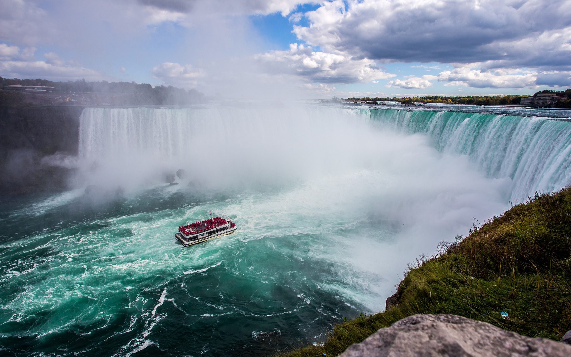 family vacation on boat at Niagara Falls