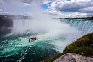 family vacation on boat at Niagara Falls