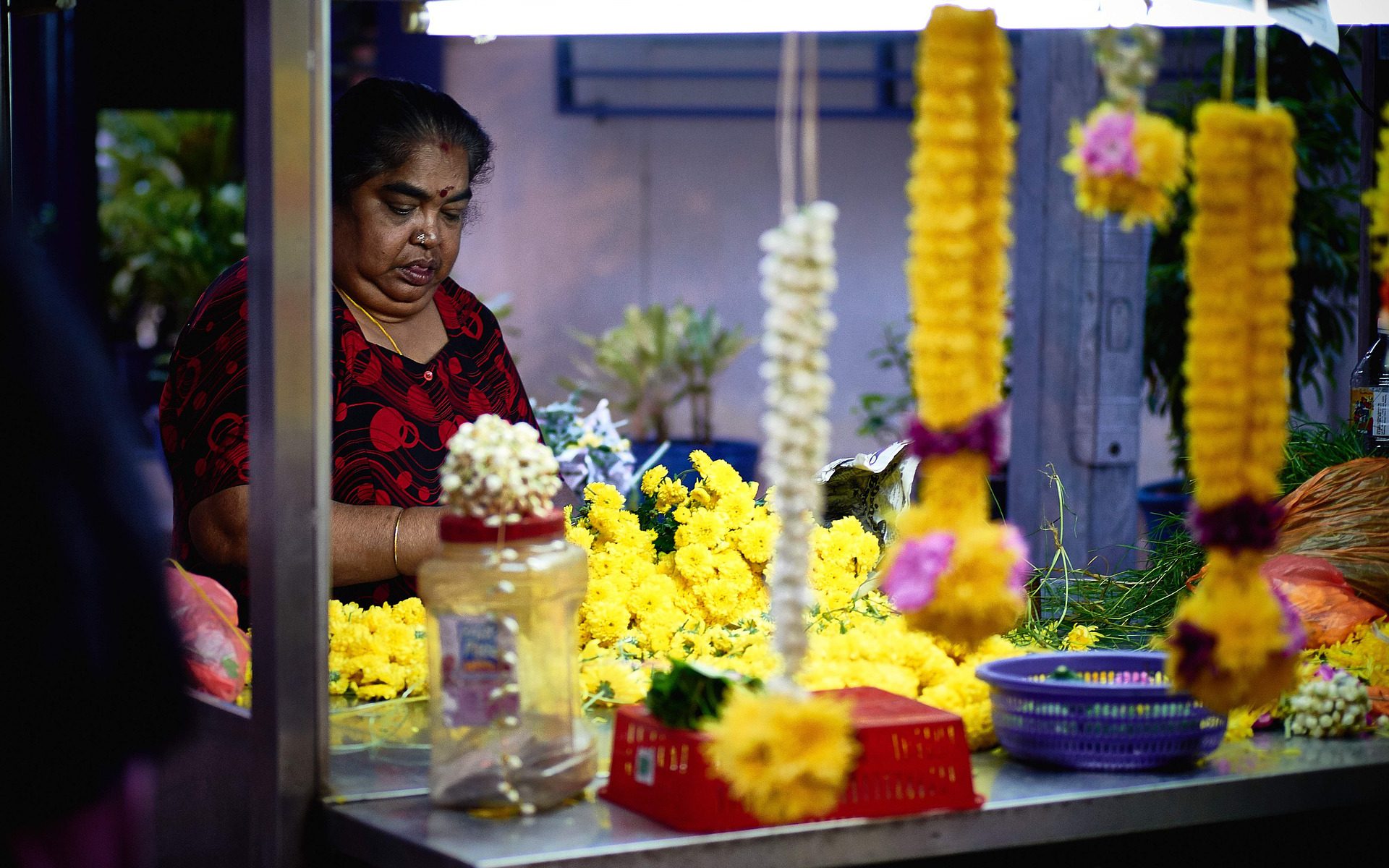 woman working in flower shop